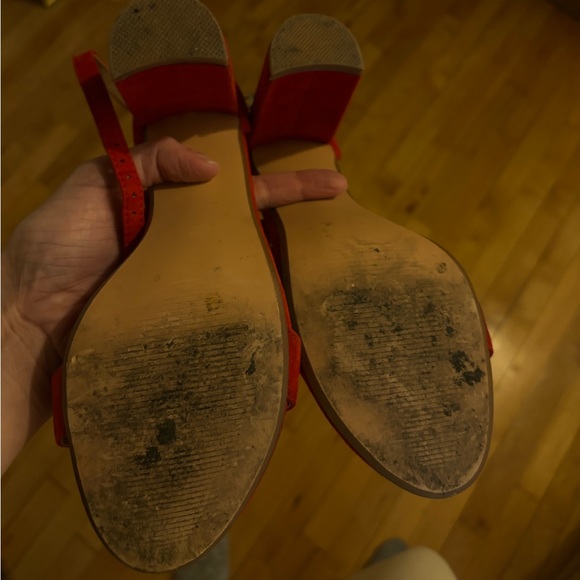 Red suede strappy heels - Picture 4 of 6